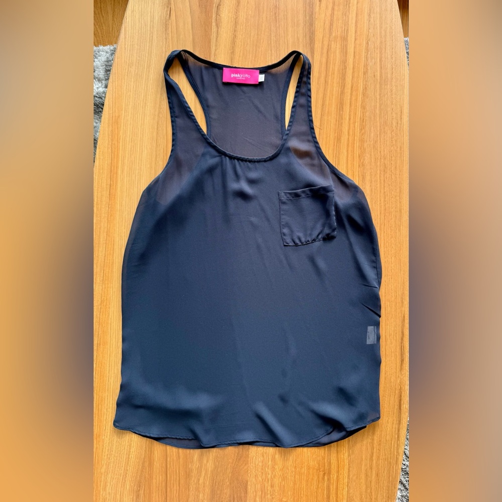 Pinkyotto Navy Blue Sheer Racerback Tank Top